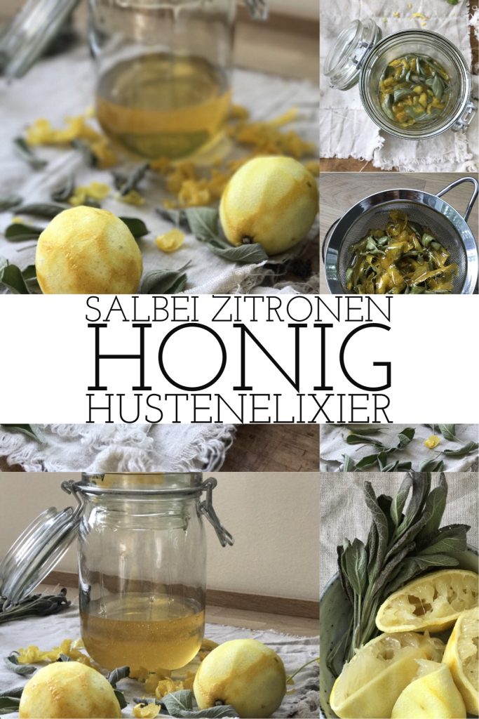 Salbei-Zitronen-Honig Sirup gegen Husten! ein wohltuhender Goldener Hustensaft der bei Erkältungen, Husten und Halschmerzen hilft. Das Rezept ist super einfach und ihr habt die Zutaten wahrsscheinlich sogar zu Hause!