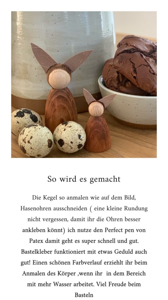 Hasenkinder aus Figurenkegel. Es ist eines dieser Basteleien,die großen und kleinen Kinder Freude bereitet und relativ schnell umsetzbar ist.